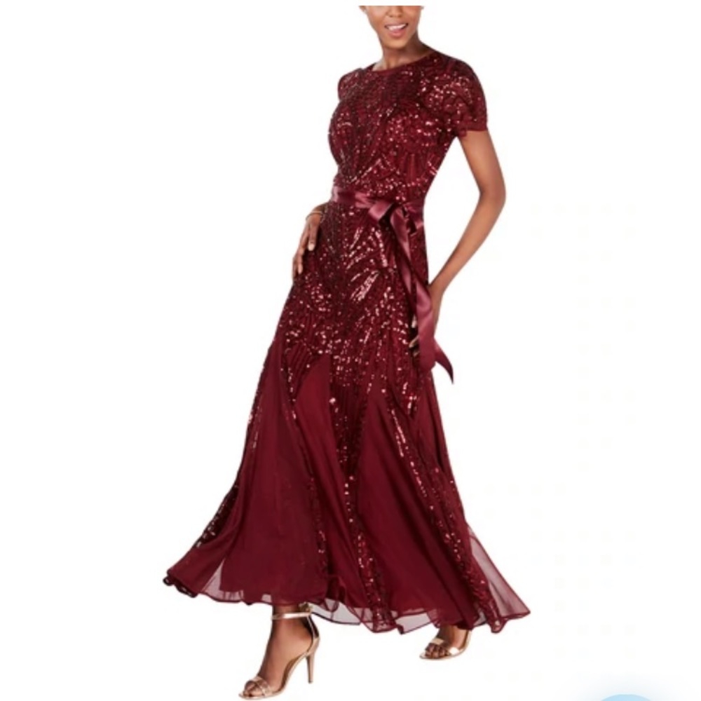 R & M Richards women’s sequined cocktail evening long dress.